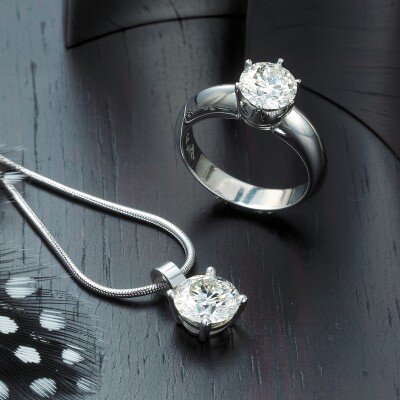 Diamond engagement ring and pendant