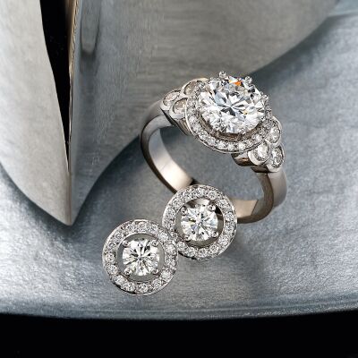 Diamond ring and earrings