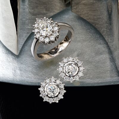 Diamond ring and earrings