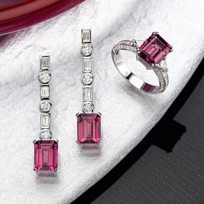 Tourmaline and Diamond ring and earrings