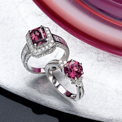 Tourmaline and Diamond rings