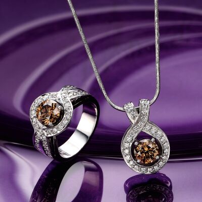 Cognac Diamond ring and pendant