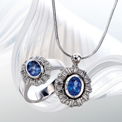 Tanzanite and Diamond ring and pendant