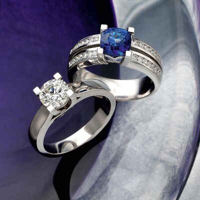 Blue Sapphire and Diamond rings