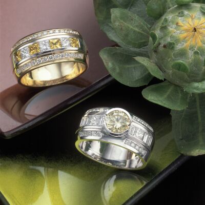 Yellow Sapphire and Diamond rings