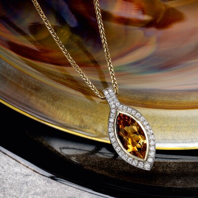 Citrine and Diamond pendant