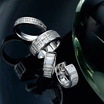 Diamond rings and earrings