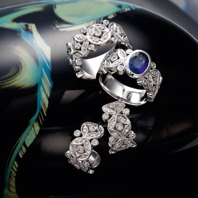 Diamond and Sapphire jewellery set