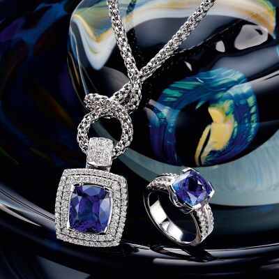 Tanzanite and Diamond ring and pendant