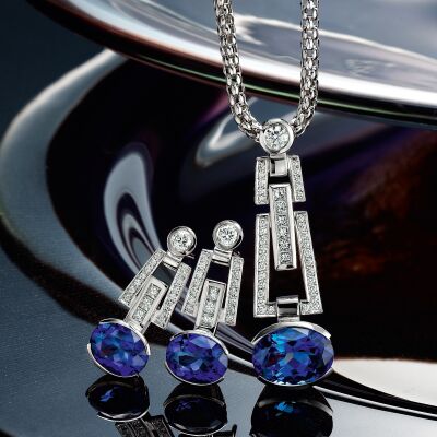 Tanzanite and Diamond jewellery set