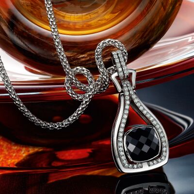 Onyx and Diamond pendant