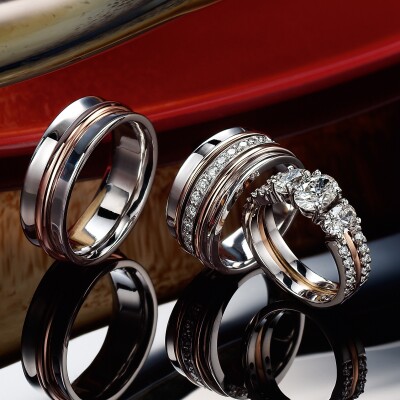 Diamond rings and wedding band