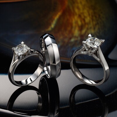 Diamond rings and wedding band