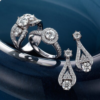 Diamond rings and earrings