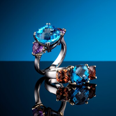 Topaz, Amethyst and Citrine rings