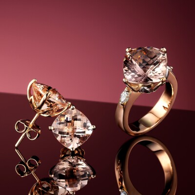 Morganite ring and earrings