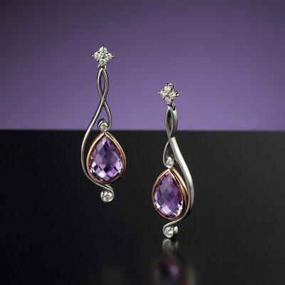 Amethyst and Diamond earrings