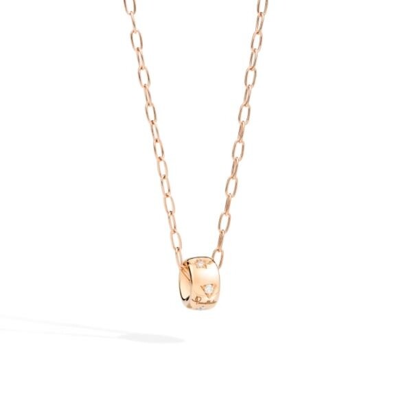 Pendentif Pomellato avec chaîne Iconica en or rose et diamants
