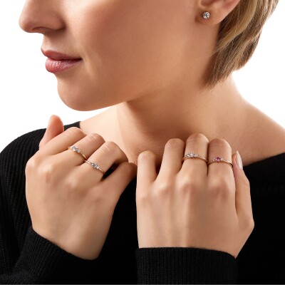 Bague Vaneste Brune en or rose, saphir rose et diamants