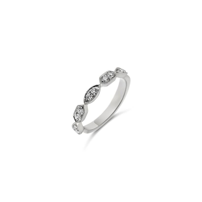 Bague en or blanc et diamants