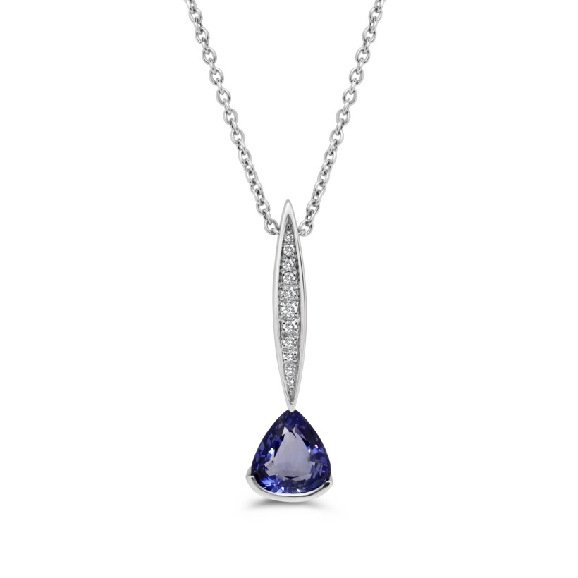 Pendentif d'occasion en or blanc et tanzanite