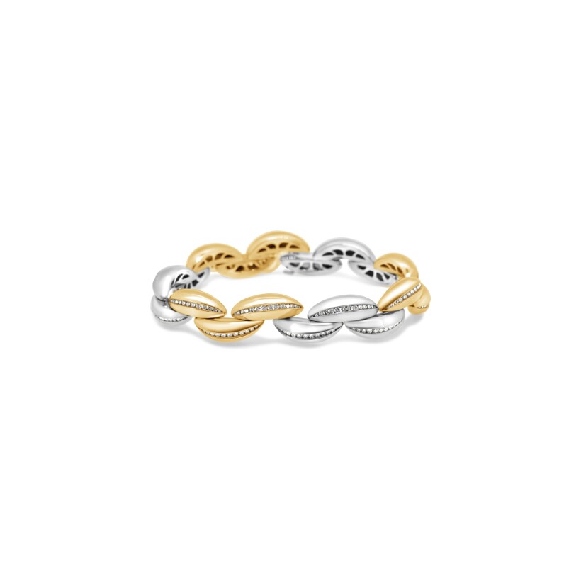 Bracelet d\'occasion en or jaune, or blanc et diamants