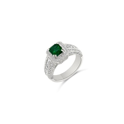 Bague Vaneste en or blanc émeraude et diamants
