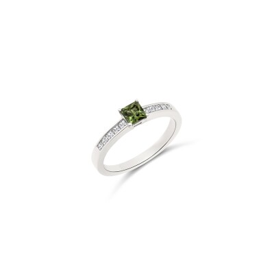 Bague Vaneste en or blanc, saphir vert et diamants