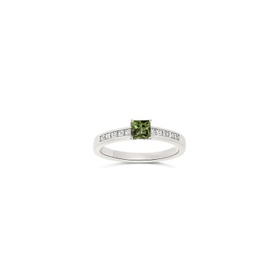 Bague Vaneste en or blanc, saphir vert et diamants