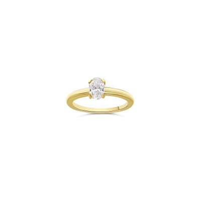 Bague Ellipse or rose et diamant ovale 0.61 ct