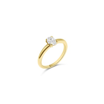Bague Ellipse or rose et diamant ovale 0.61 ct