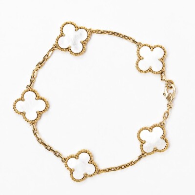Bracelet occasion Van Cleef & Arpels Vintage Alhambra 5 motifs nacre