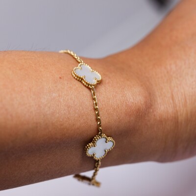 Bracelet occasion Van Cleef & Arpels Vintage Alhambra 5 motifs nacre
