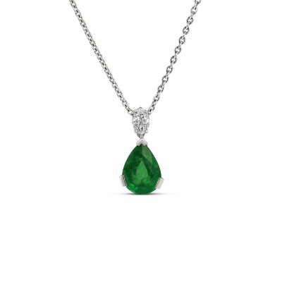 Collier 1894 or blanc et émeraude