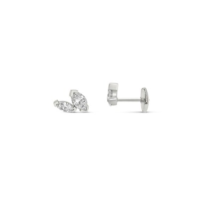 Boucles d'oreilles Alouette or blanc et diamants