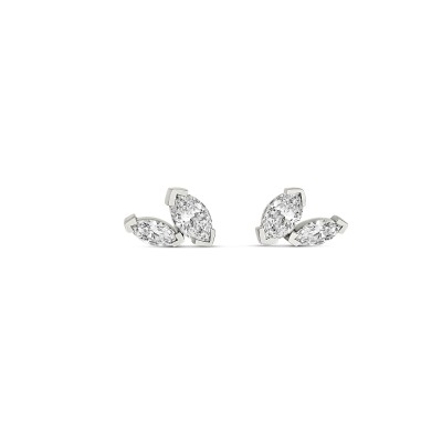 Boucles d'oreilles Alouette or blanc et diamants