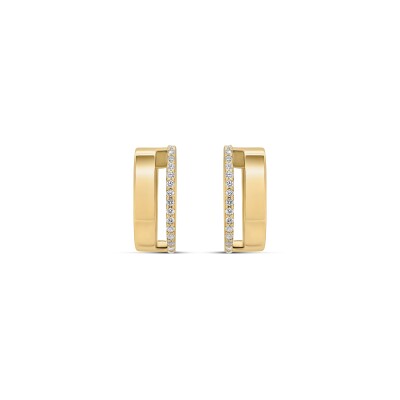 Boucles d'oreilles Lune or rose et diamants