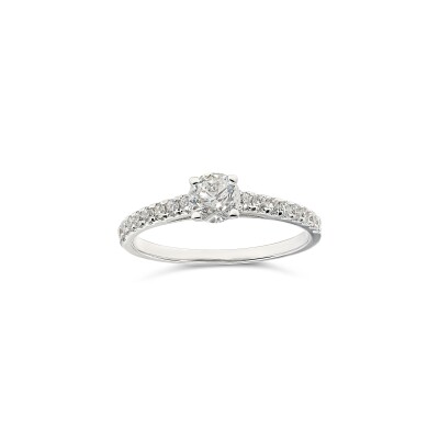Solitaire Bohème or blanc et diamant 0,40 carat
