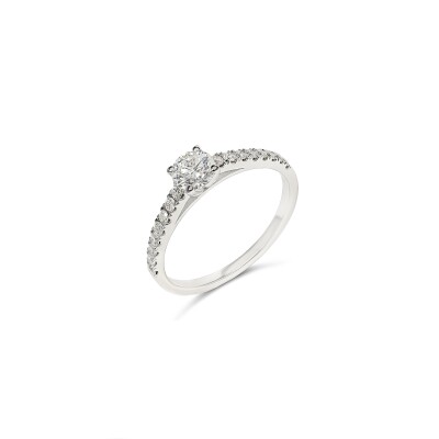 Solitaire Bohème or blanc et diamant 0,40 carat