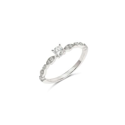 Solitaire Clin d'oeil or blanc et diamant 0,15 carat