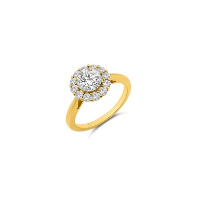 Solitaire Frisson or jaune et diamant 1,01 carat