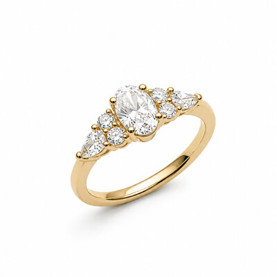 Solitaire Intuition or rose et diamant 0,70 carat
