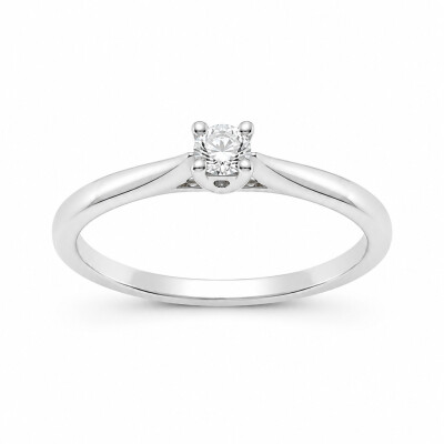 Solitaire Promise or blanc et diamant 0,10 carat