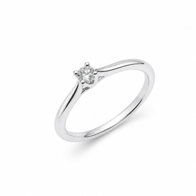 Solitaire Promise or blanc et diamant 0,10 carat