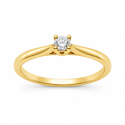 Solitaire Promise or jaune et diamant 0,20 carat