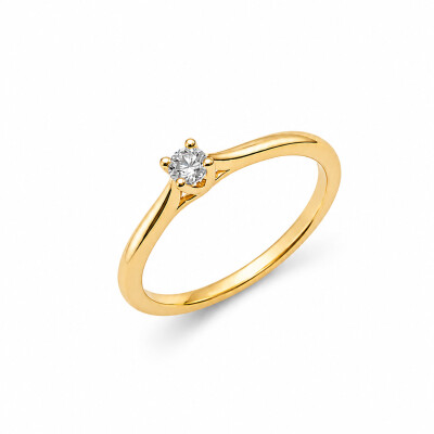 Solitaire Promise or jaune et diamant 0,20 carat