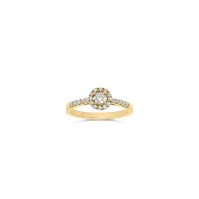 Solitaire Trouble or rose et diamant 0,23 carat