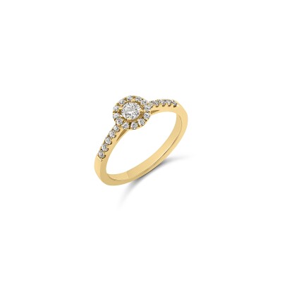 Solitaire Trouble or rose et diamant 0,23 carat