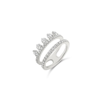 Bague Pavage or blanc et diamants