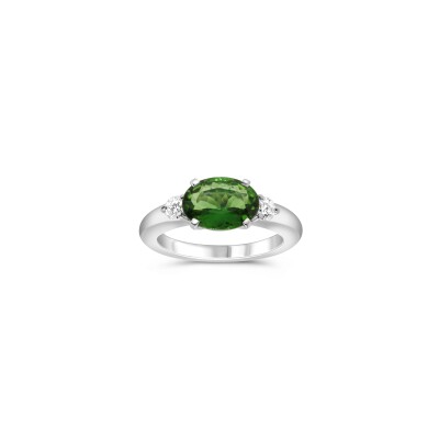 Bague Rivage or blanc et tourmaline verte
